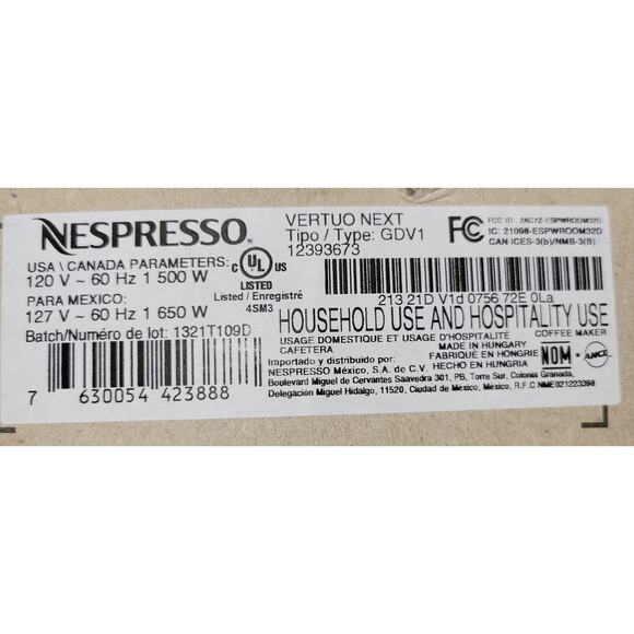 Nespresso Vertuo Next Espresso Coffee Maker Machine Matte Black Chrome - Picture 10 of 10